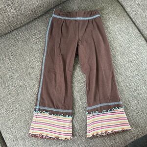 Mis Tee V-Us Wide Leg Flare Bottom Girls Pants Brown Stripes 3T